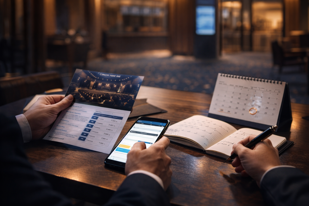 イル・ディーヴォ来日情報を確認する手元イメージ