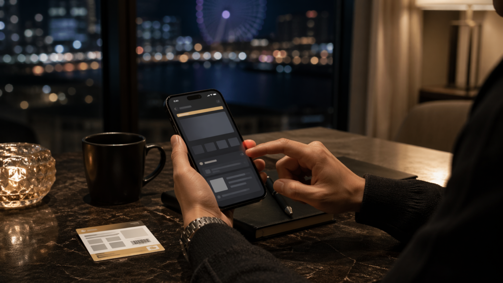 スマホで来日公演の情報を確認する手元のイメージ