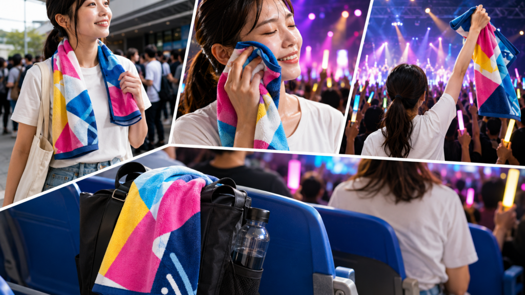 ライブ会場で首に掛けたライブタオルの使い道