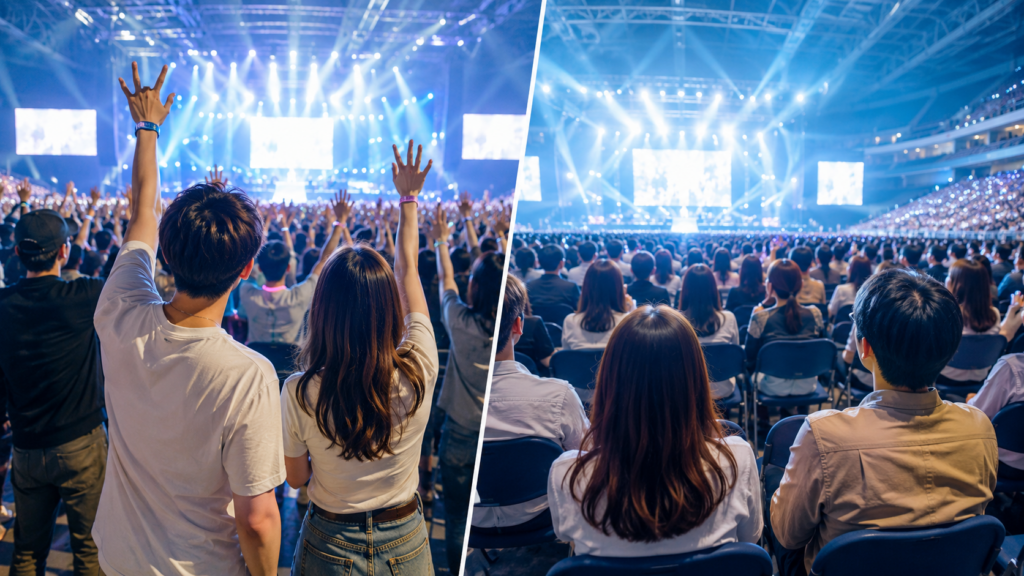 アリーナのスタンディングと指定席どっちがいいかを比較するライブ会場のアイキャッチ画像