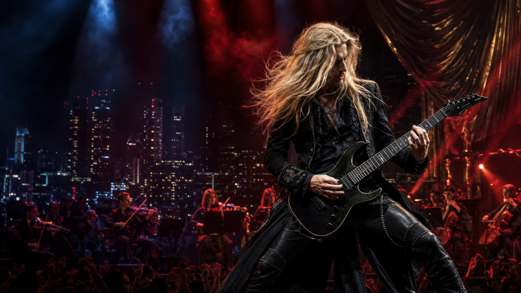 イングヴェイ・マルムスティーン2026年来日公演をイメージしたギタリストとオーケストラのライブステージ