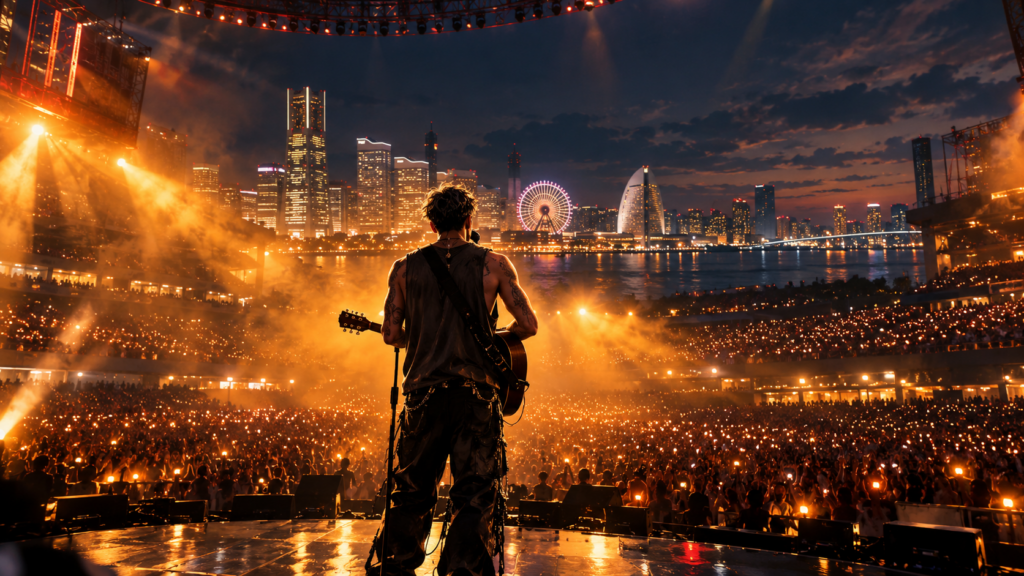 ポストマローンの2026年秋来日公演をイメージした横浜の大型アリーナライブ
